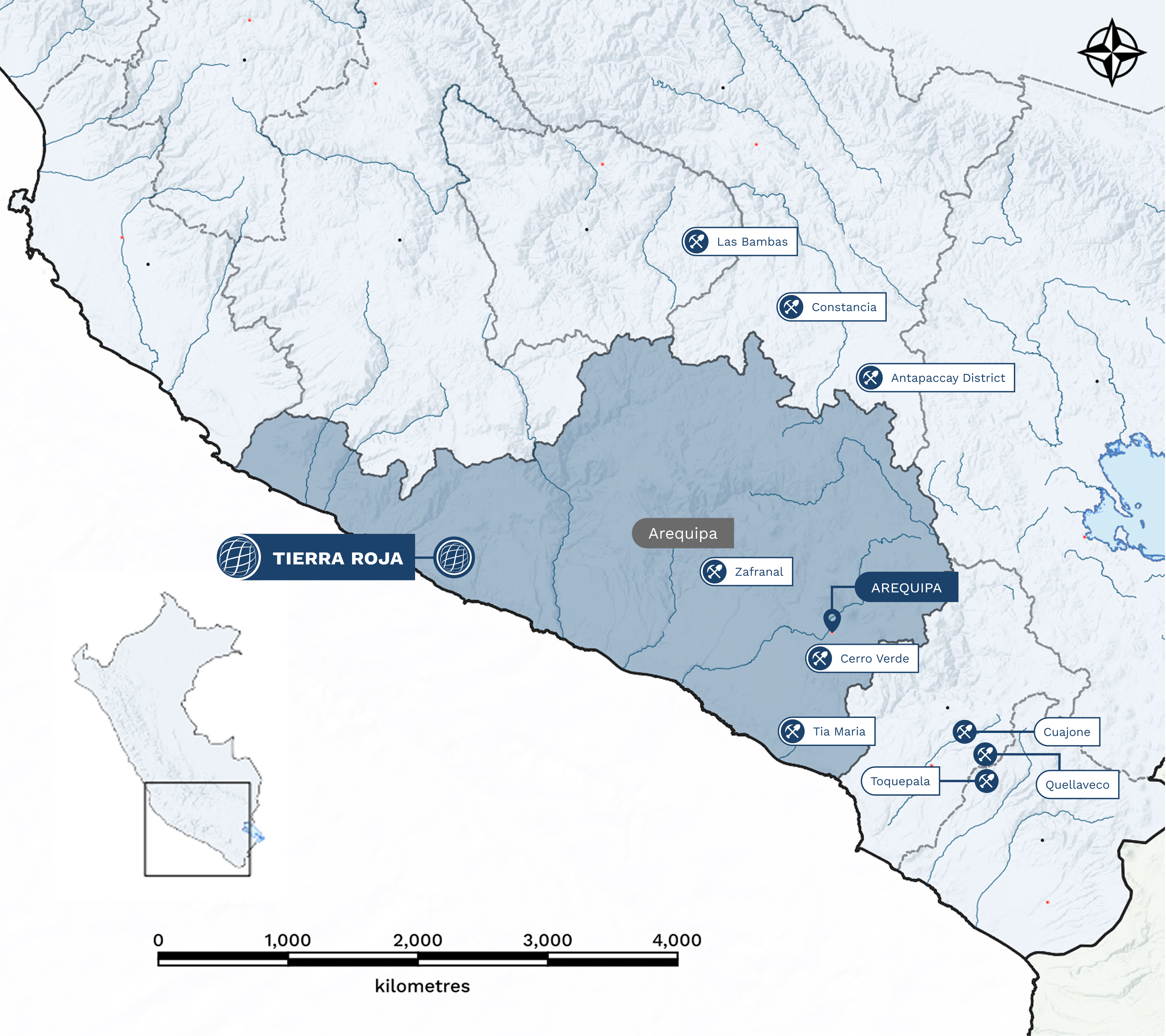 Tierra Roja location map, southern Peru